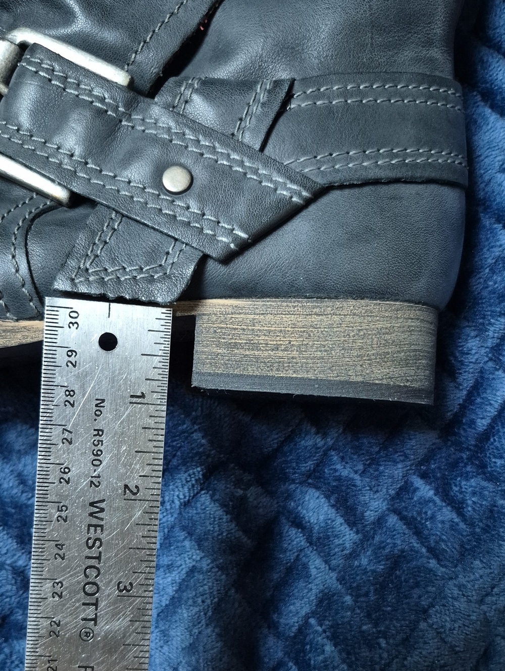 ALDO Women's Dark Grey Leather Moto Boot With Pllaid Lining Size 39 New With Tag - Picture 14 of 16